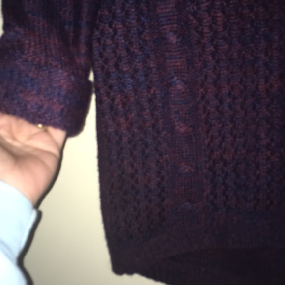 JJ Basics Cable-Knit Open Weave 3/4 Sleeve Sweater in Purple-Size Small - Picture 5 of 8